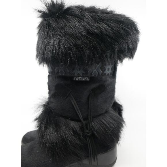 VTG Technica Aztec Print Black Fur Boots Size 6 Made in Italy - Picture 5 of 16